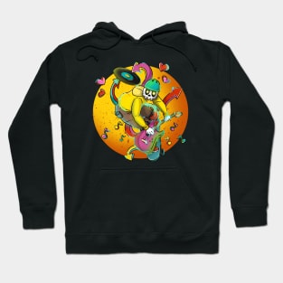 Guitar Player Skateboarding Skelton Skull Skater Hoodie